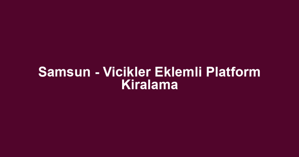 Samsun - Vicikler Eklemli Platform Kiralama