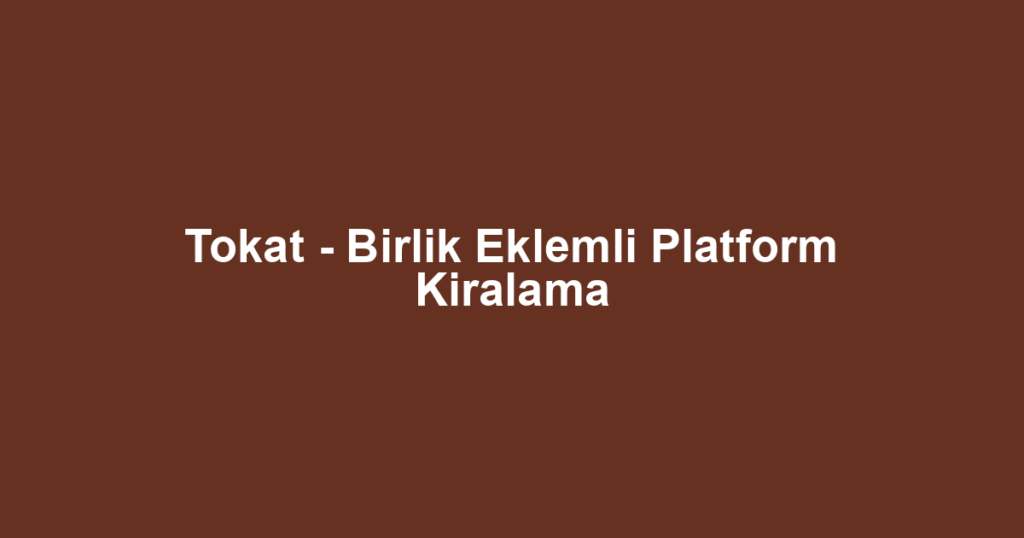 Tokat - Birlik Eklemli Platform Kiralama