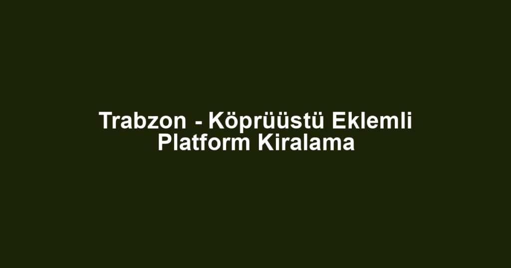 Trabzon - Köprüüstü Eklemli Platform Kiralama