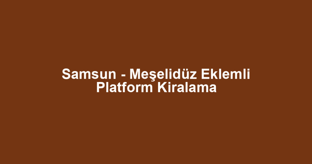 Samsun - Meşelidüz Eklemli Platform Kiralama