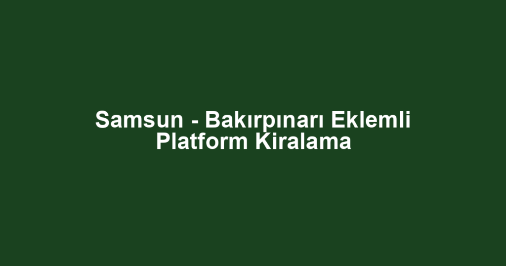 Samsun - Bakırpınarı Eklemli Platform Kiralama