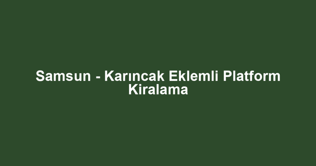 Samsun - Karıncak Eklemli Platform Kiralama
