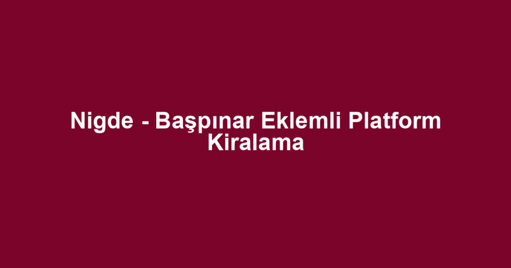 Nigde - Başpınar Eklemli Platform Kiralama