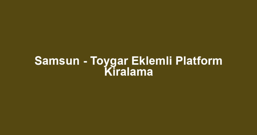 Samsun - Toygar Eklemli Platform Kiralama