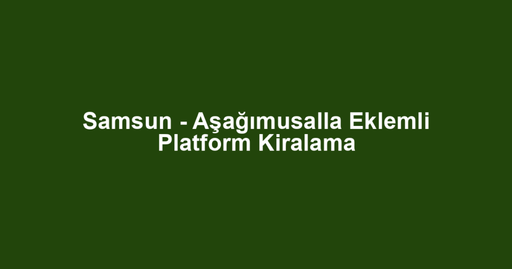 Samsun - Aşağımusalla Eklemli Platform Kiralama