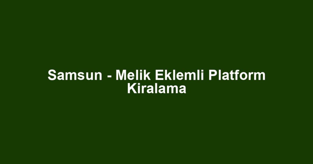 Samsun - Melik Eklemli Platform Kiralama