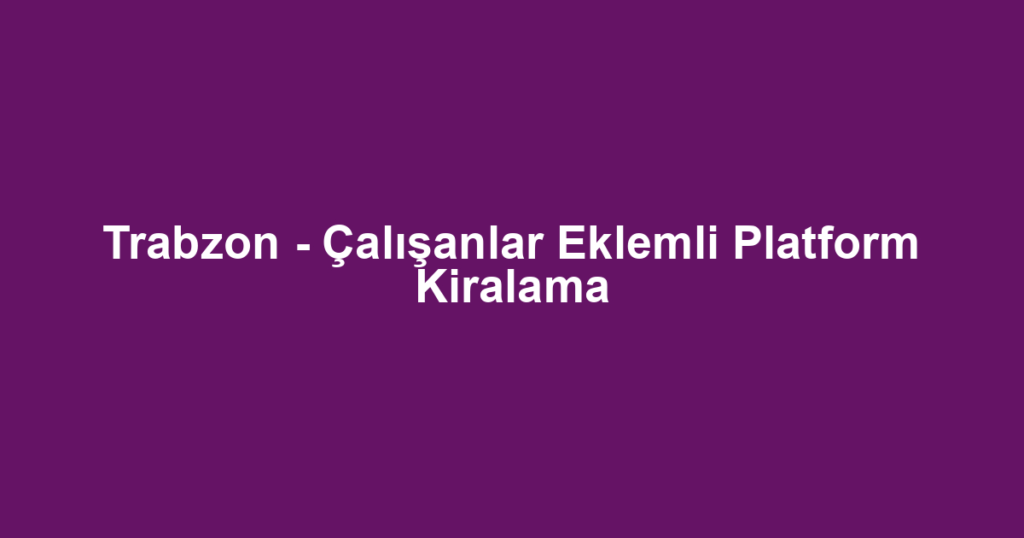 Trabzon - Çalışanlar Eklemli Platform Kiralama