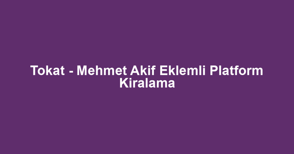 Tokat - Mehmet Akif Eklemli Platform Kiralama