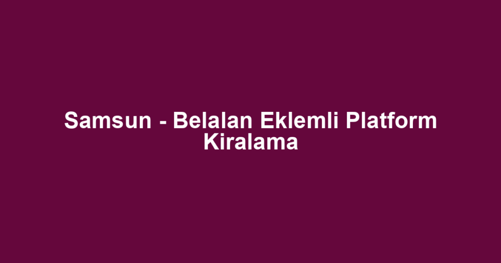 Samsun - Belalan Eklemli Platform Kiralama