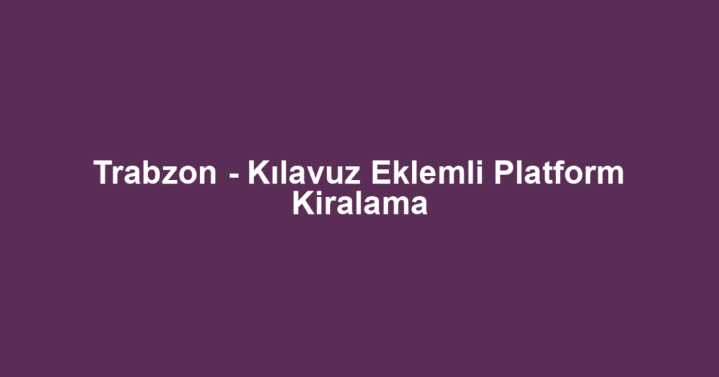 Trabzon - Kılavuz Eklemli Platform Kiralama