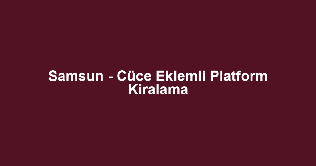 Samsun - Cüce Eklemli Platform Kiralama