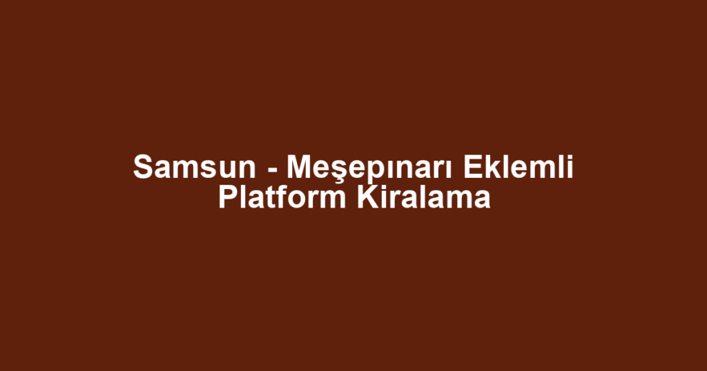 Samsun - Meşepınarı Eklemli Platform Kiralama