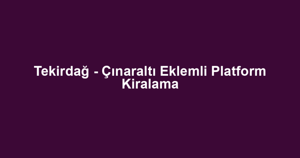 Tekirdağ - Çınaraltı Eklemli Platform Kiralama