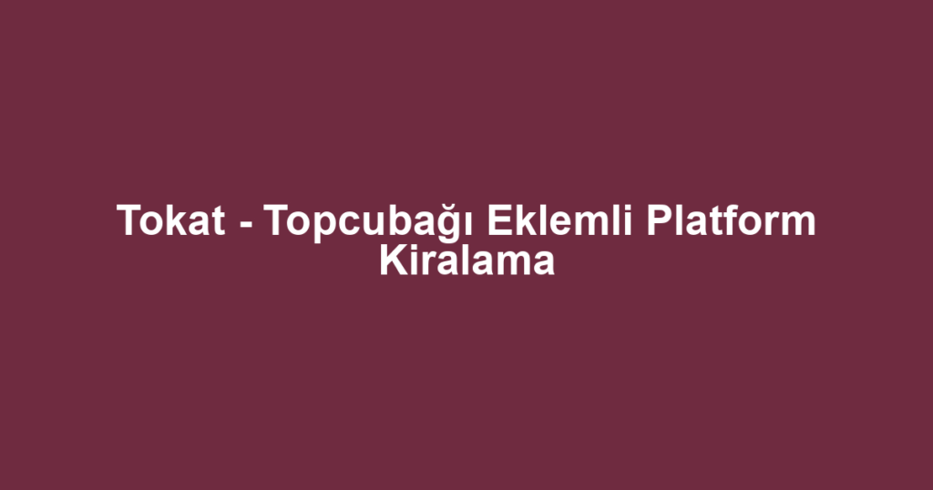 Tokat - Topcubağı Eklemli Platform Kiralama