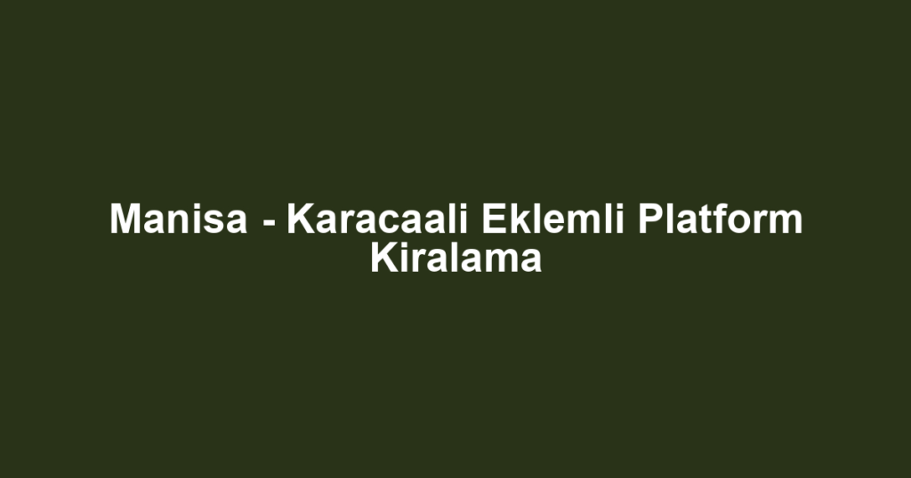 Manisa - Karacaali Eklemli Platform Kiralama