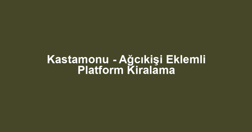 Kastamonu - Ağcıkişi Eklemli Platform Kiralama