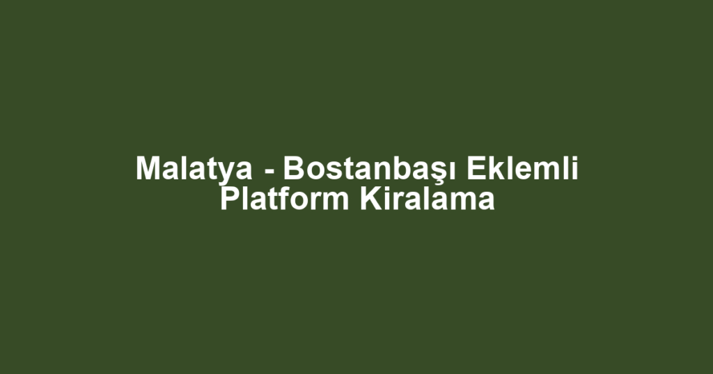 Malatya - Bostanbaşı Eklemli Platform Kiralama