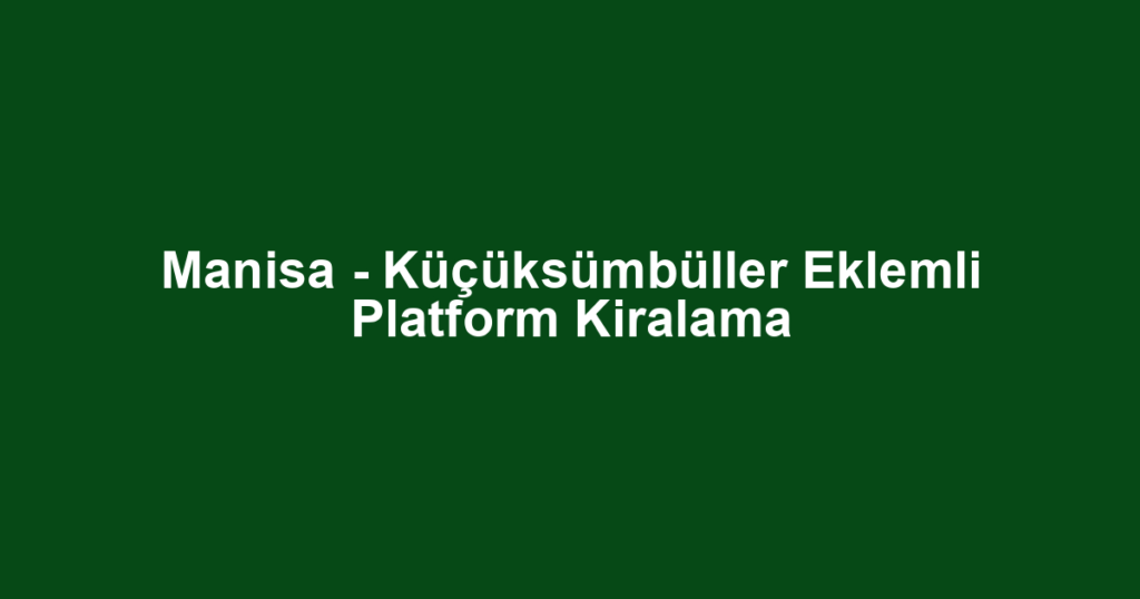Manisa - Küçüksümbüller Eklemli Platform Kiralama