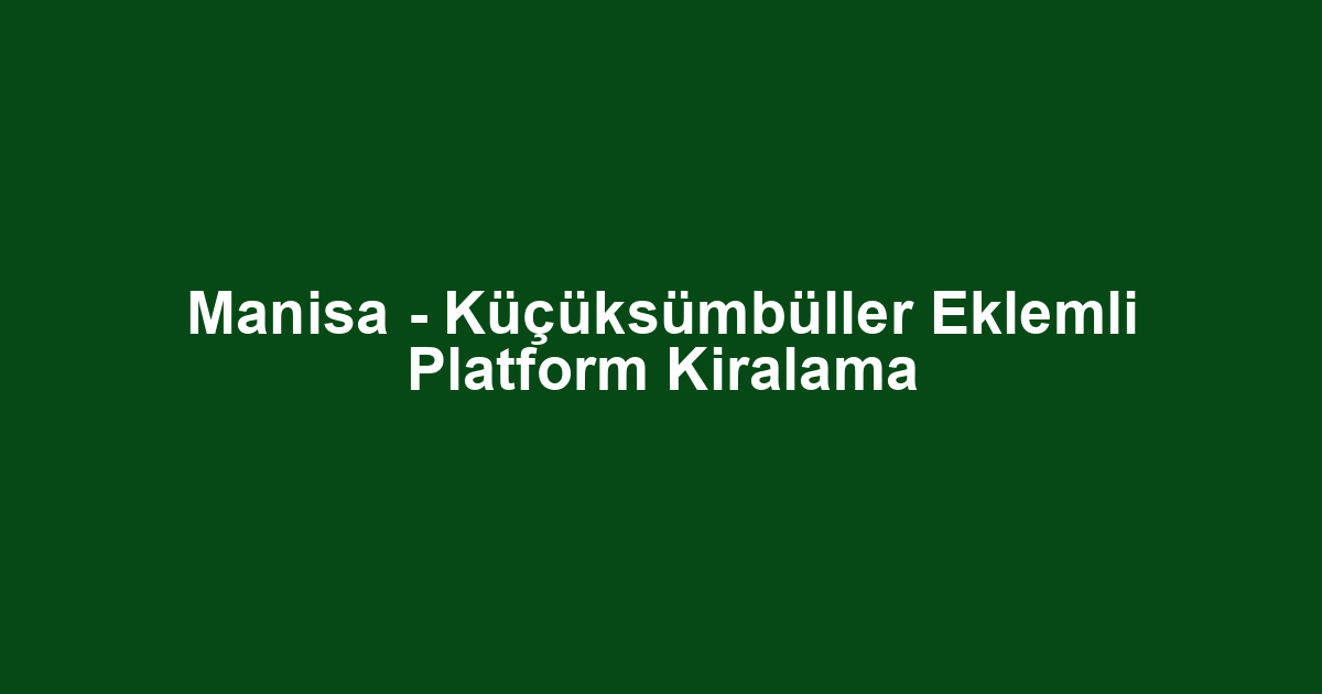 Manisa - Küçüksümbüller Eklemli Platform Kiralama
