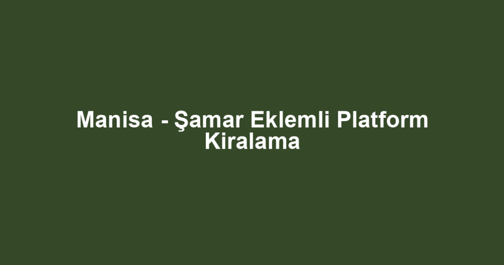 Manisa - Şamar Eklemli Platform Kiralama