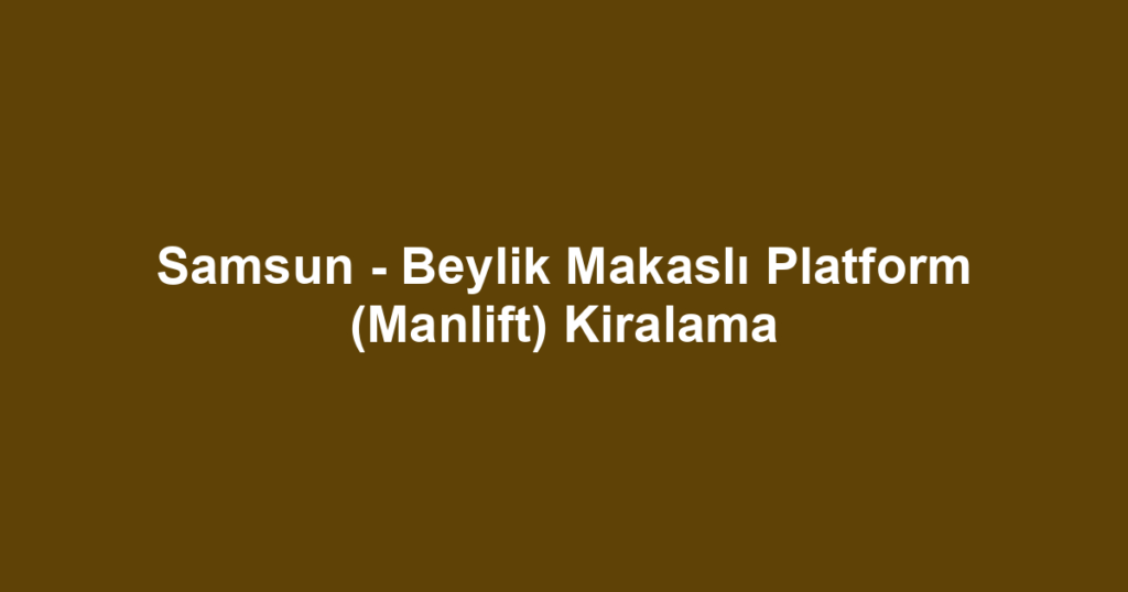 Samsun - Beylik Makaslı Platform (Manlift) Kiralama