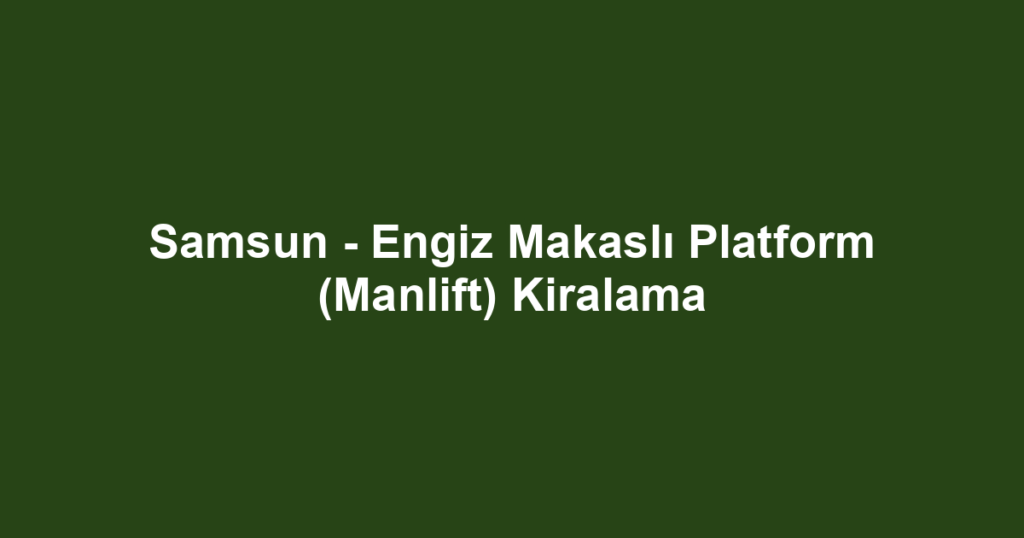 Samsun - Engiz Makaslı Platform (Manlift) Kiralama