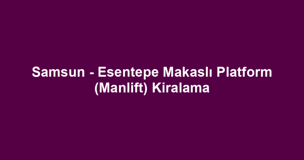 Samsun - Esentepe Makaslı Platform (Manlift) Kiralama