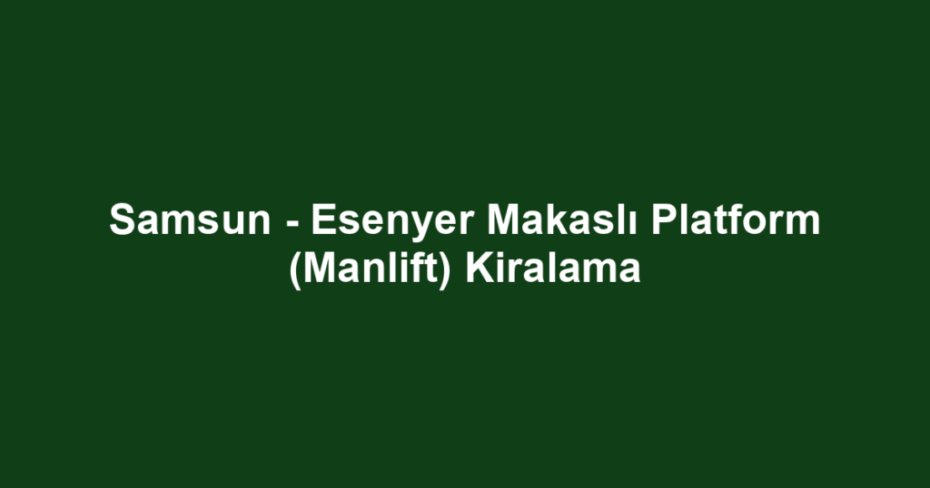 Samsun - Esenyer Makaslı Platform (Manlift) Kiralama