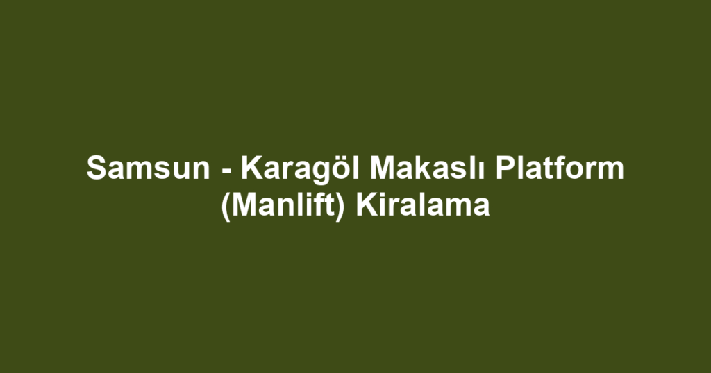 Samsun - Karagöl Makaslı Platform (Manlift) Kiralama