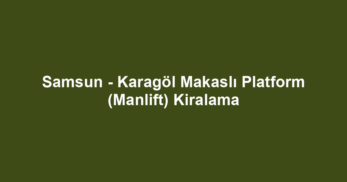 Samsun - Karagöl Makaslı Platform (Manlift) Kiralama