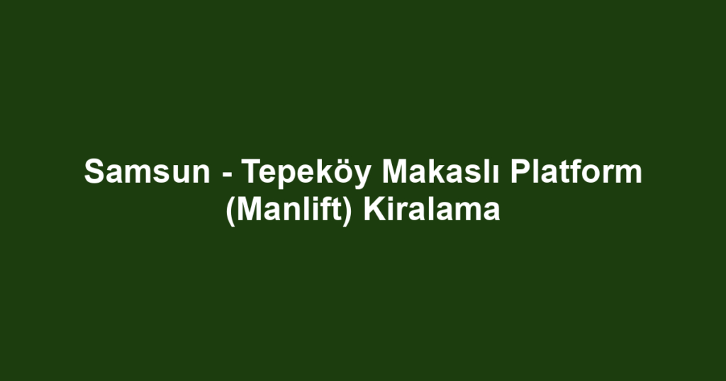 Samsun - Tepeköy Makaslı Platform (Manlift) Kiralama