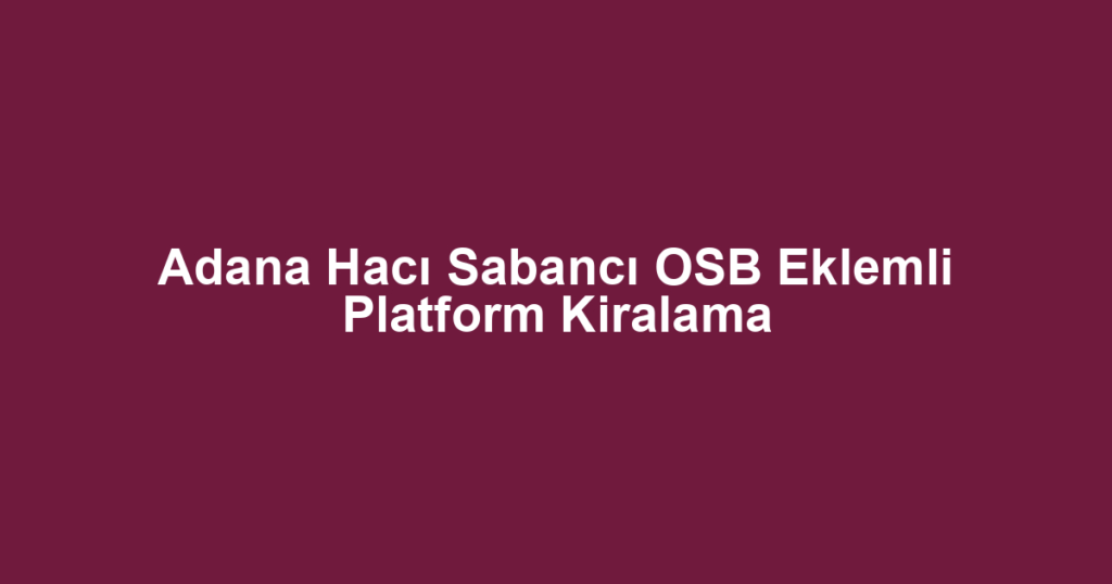 Adana Hacı Sabancı OSB Eklemli Platform Kiralama