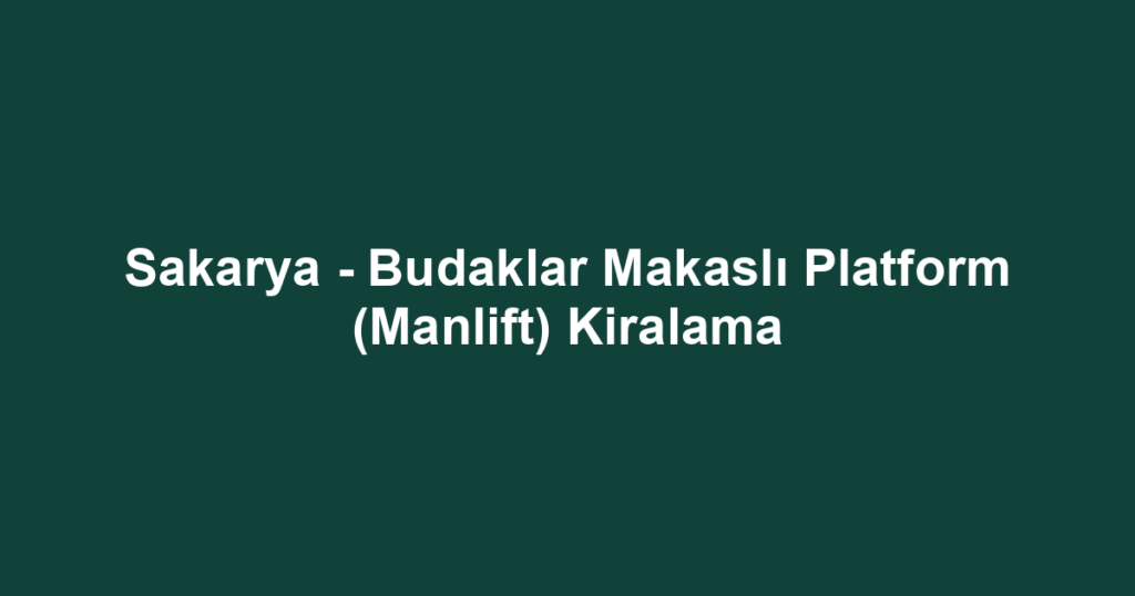 Sakarya - Budaklar Makaslı Platform (Manlift) Kiralama
