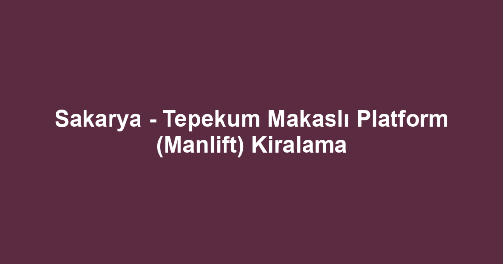 Sakarya - Tepekum Makaslı Platform (Manlift) Kiralama