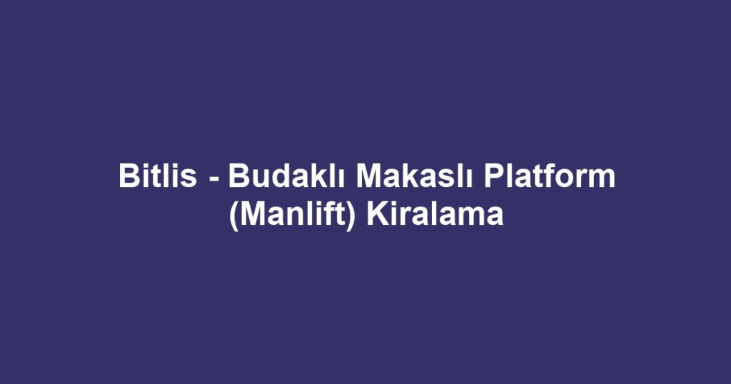 Bitlis - Budaklı Makaslı Platform (Manlift) Kiralama