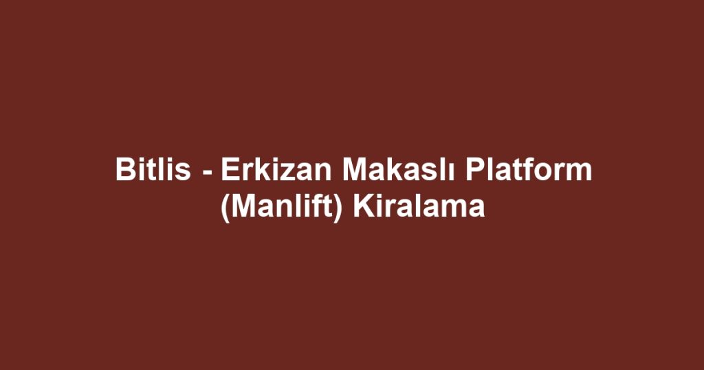 Bitlis - Erkizan Makaslı Platform (Manlift) Kiralama
