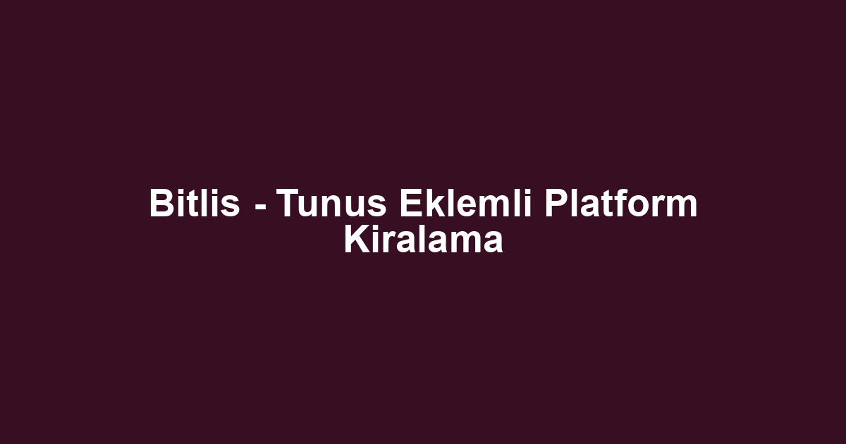 Bitlis - Tunus Eklemli Platform Kiralama