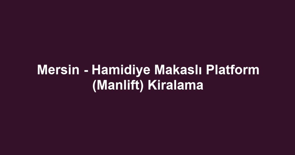 Mersin - Hamidiye Makaslı Platform (Manlift) Kiralama