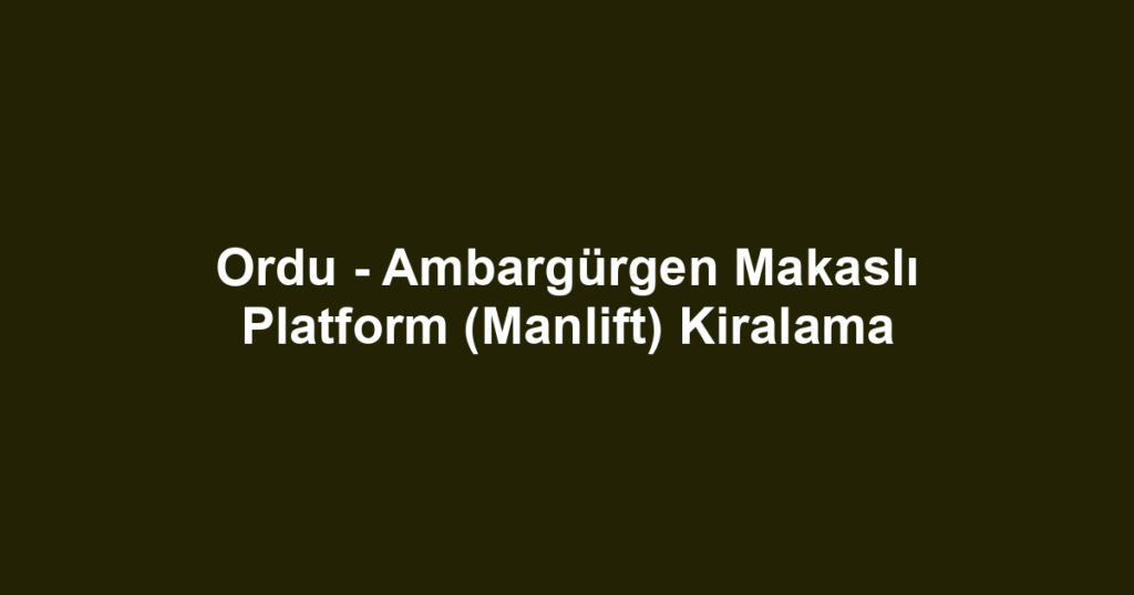 Ordu - Ambargürgen Makaslı Platform (Manlift) Kiralama