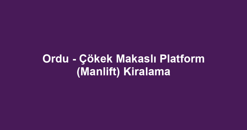 Ordu - Çökek Makaslı Platform (Manlift) Kiralama