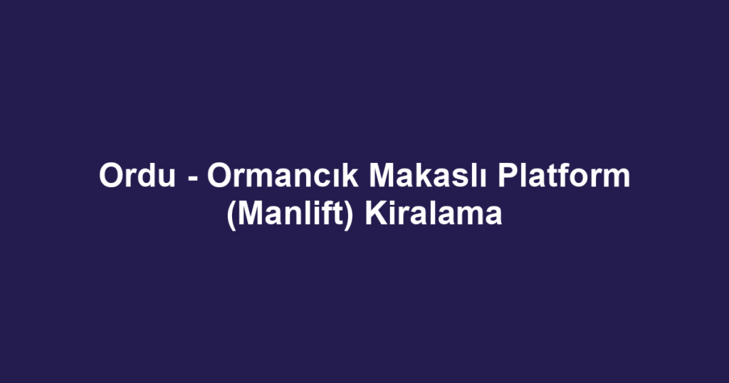 Ordu - Ormancık Makaslı Platform (Manlift) Kiralama