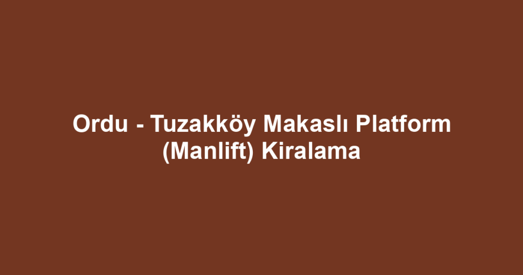Ordu - Tuzakköy Makaslı Platform (Manlift) Kiralama