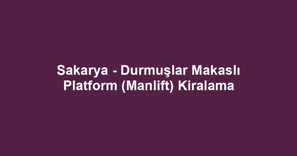 Sakarya - Durmuşlar Makaslı Platform (Manlift) Kiralama