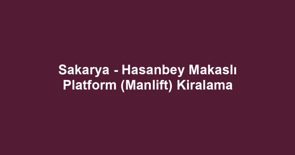 Sakarya - Hasanbey Makaslı Platform (Manlift) Kiralama