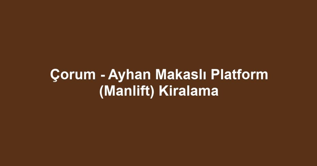 Çorum - Ayhan Makaslı Platform (Manlift) Kiralama