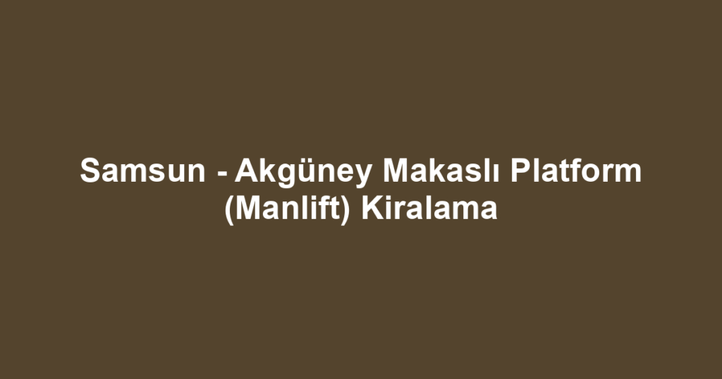 Samsun - Akgüney Makaslı Platform (Manlift) Kiralama