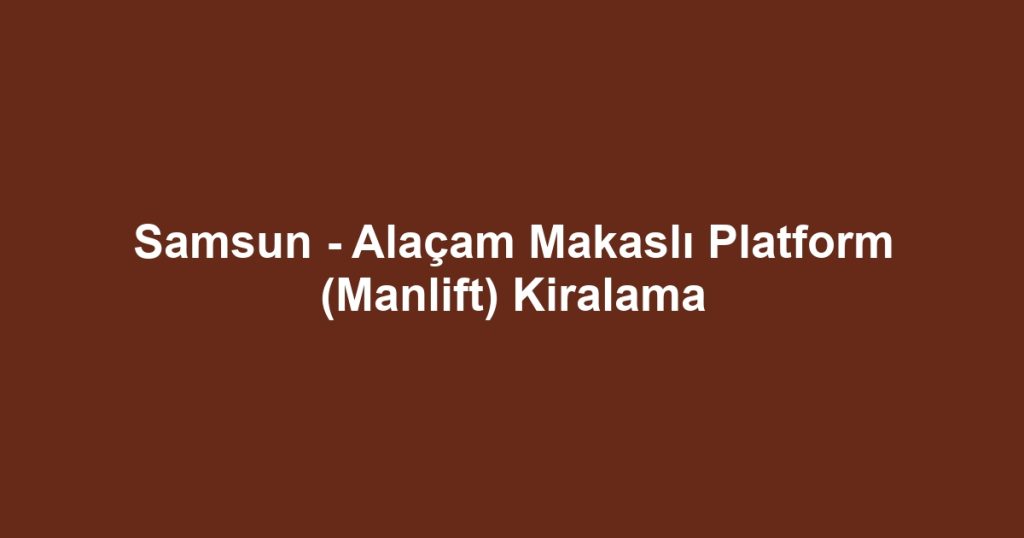 Samsun - Alaçam Makaslı Platform (Manlift) Kiralama