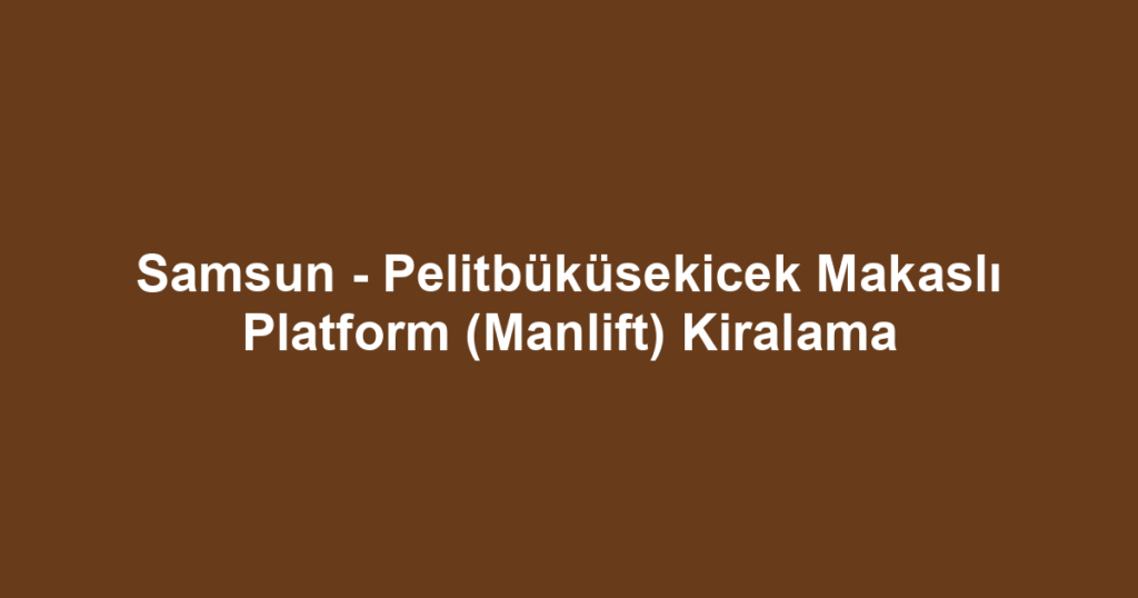 Samsun - Pelitbüküsekicek Makaslı Platform (Manlift) Kiralama