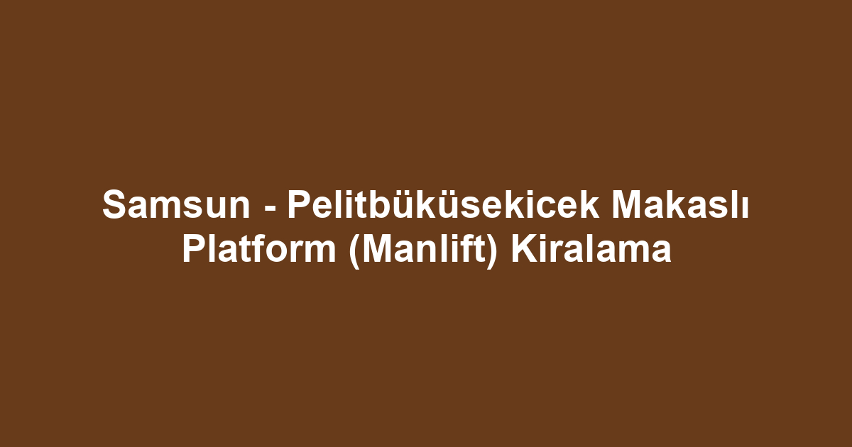 Samsun - Pelitbüküsekicek Makaslı Platform (Manlift) Kiralama