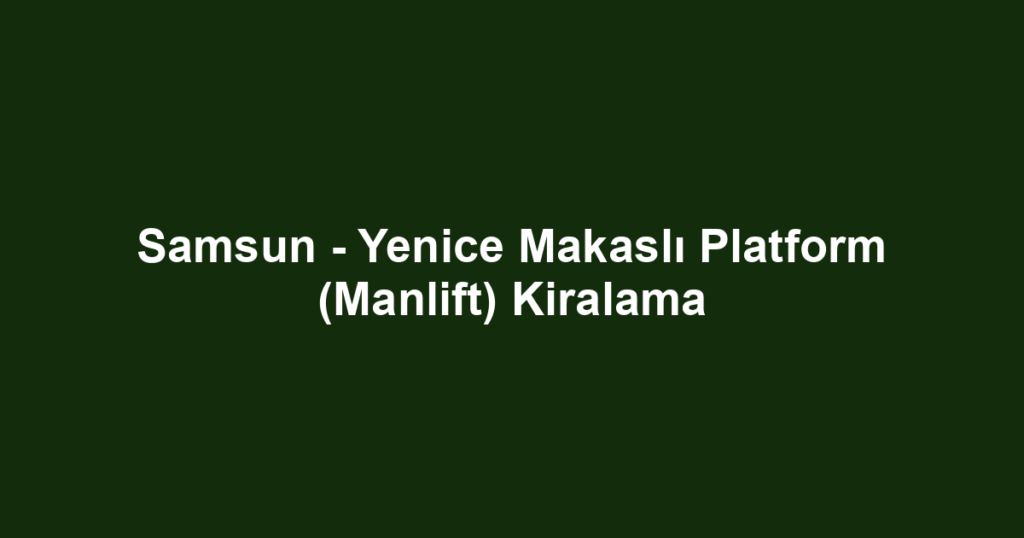 Samsun - Yenice Makaslı Platform (Manlift) Kiralama
